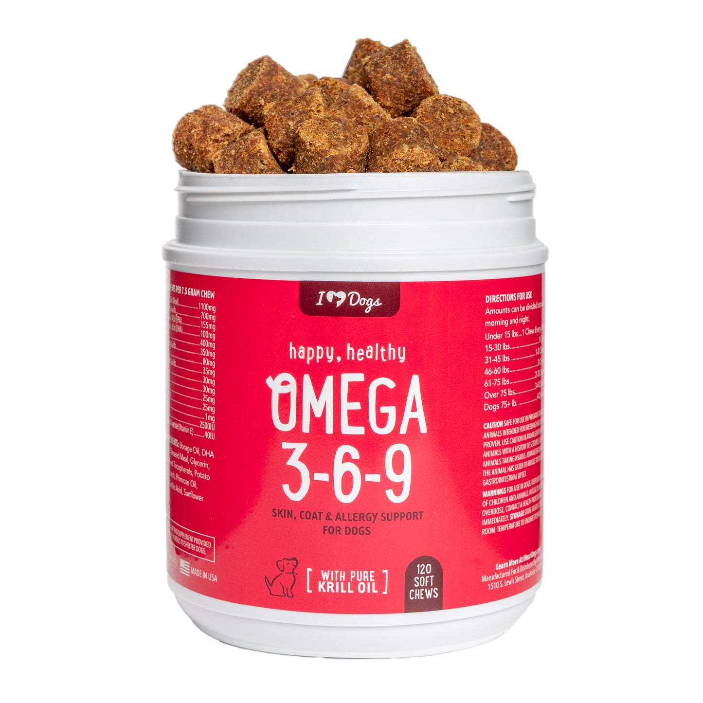 Omega 3-6-9 Select Grain Free Skin & Coat Chews With Pure Antarctic Krill Oil