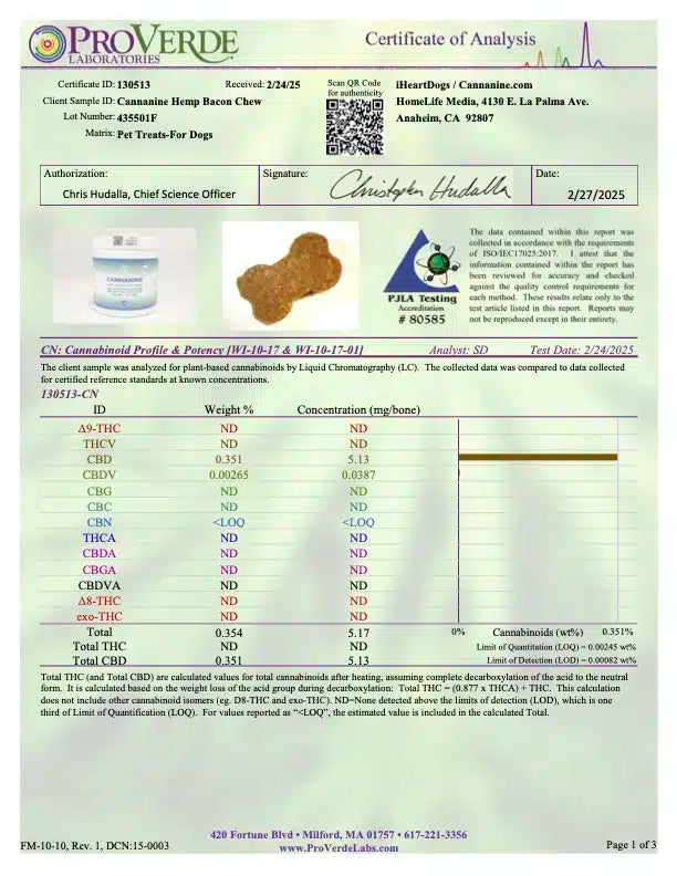 Cannanine™ Bacon Flavored CBD Soft Chews For Dogs (60 Count)