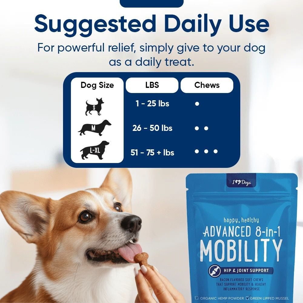 Advanced 8-in-1 Hip & Joint Chews for Mobility — 90 Count