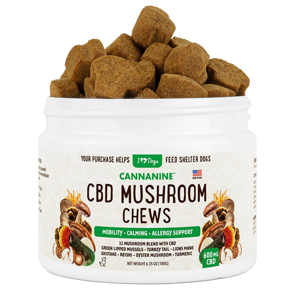 Hemp Mushroom Chews For Dogs - Mobility, Calming, Allergy & Immune Support – Super Mushroom Blend with Turkey Tail, Lion’s Main, Shiitake & Green Lipped Mussels - 60ct / 600MG HEMP