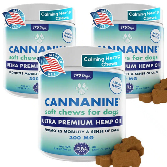 BUY 3 AND SAVE Cannanine Bacon Flavor Soft Chews With Hemp For Dogs - 300 mg. 60 ct.