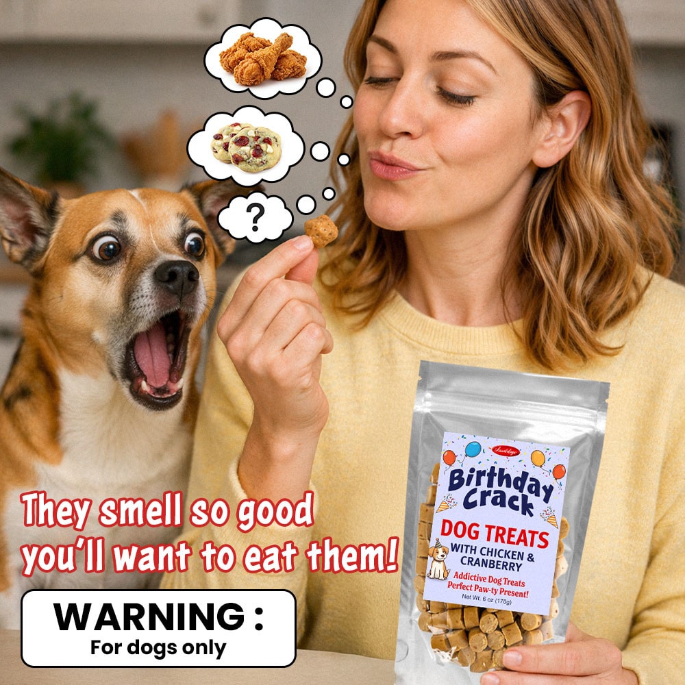 iHeartDogs Birthday Crack Dog Treats with Chicken & Cranberry – 6 oz Bag