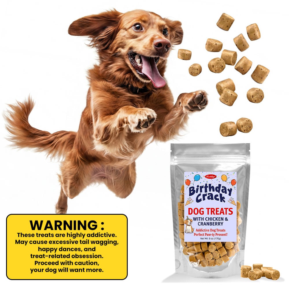 iHeartDogs Birthday Crack Dog Treats with Chicken & Cranberry – 6 oz Bag
