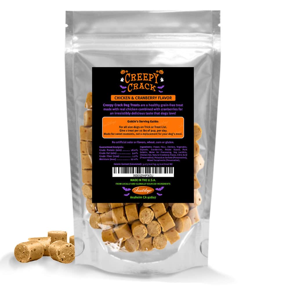 iHeartDogs Creepy Crack Dog Treats with Chicken & Cranberry – 6 oz Bag