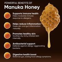 Honey Guard™ – Allergy & Itch Powder for Dogs Extra Strength with Manuka Honey, Quercetin, Colostrum, Krill Oil and Probiotics – 90 Scoops
