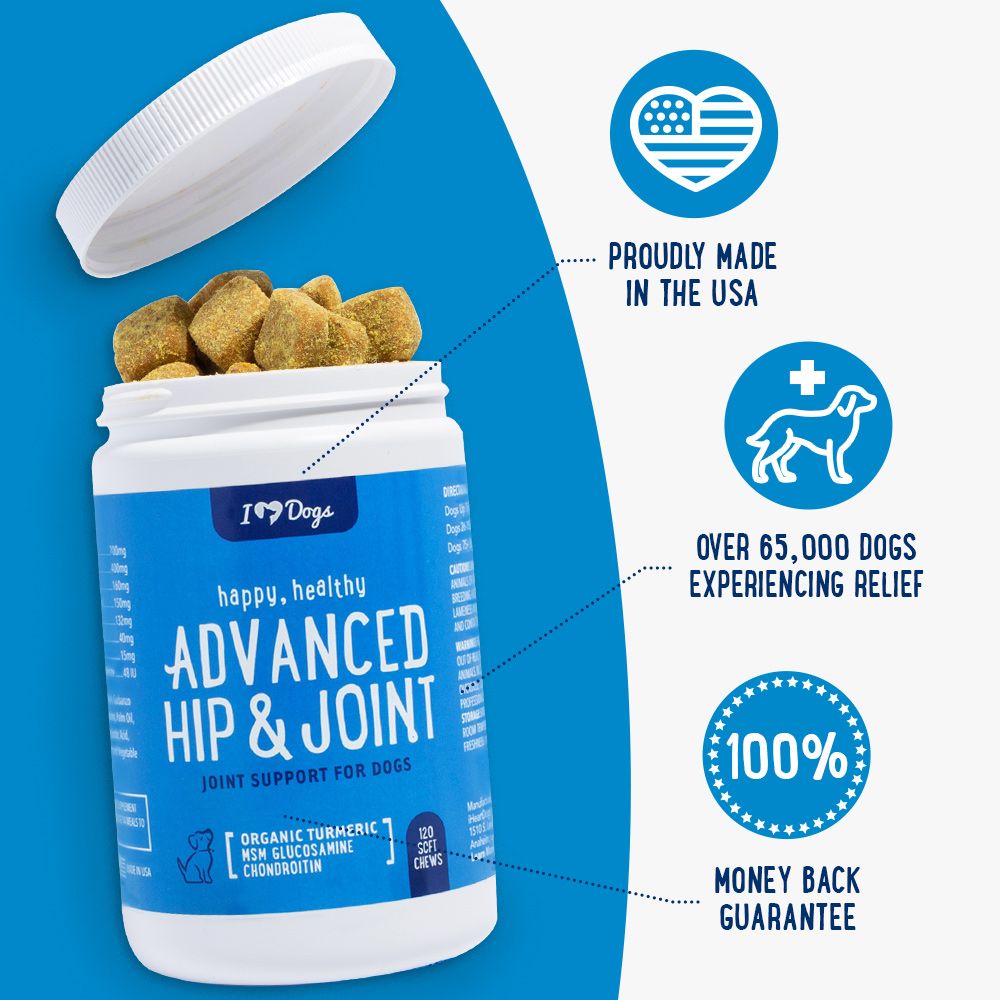 Advanced Hip & Joint Chews With Glucosamine, MSM, Chondroitin, Organic Turmeric (120 ct)